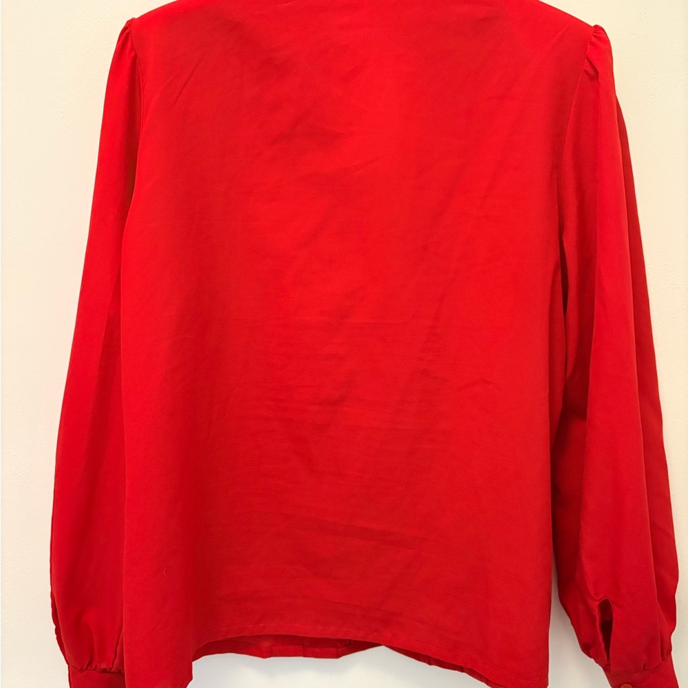 Vintage Judy Bond Red Button-Up Blouse Style 17820 Size 16 - Picture 8 of 11